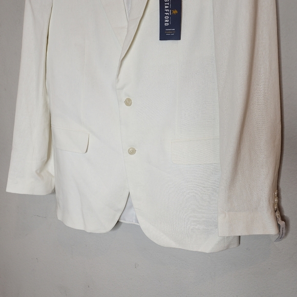 NWT Stafford Linen Cotton White Blazer Sports Coat men's size 40 Long - Picture 15 of 16